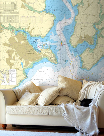 Nautical Chart Wallpaper - 32 Falmouth to Truro