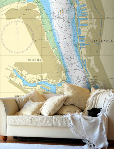Nautical Chart Wallpaper - 3490 Port of Liverpool