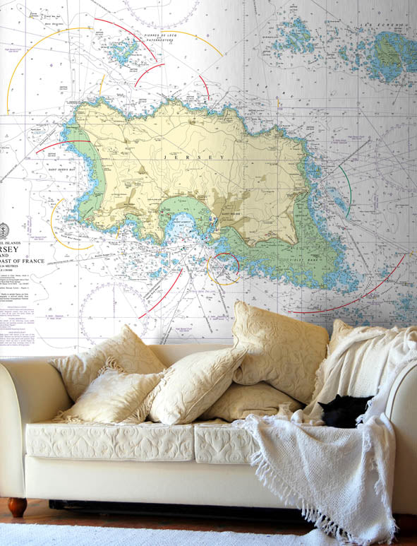 Nautical Chart Wallpaper - 3655 Jersey and Adjacent Coast of France