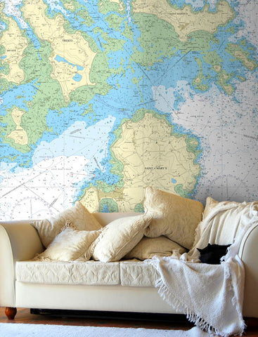 Nautical Chart Wallpaper - 883 Isles of Scilly Saint Mary's and the Principal Off-Islands