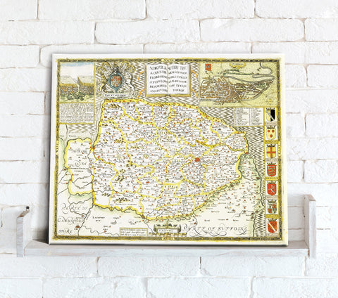Map Canvas - Vintage County Map - Norfolk