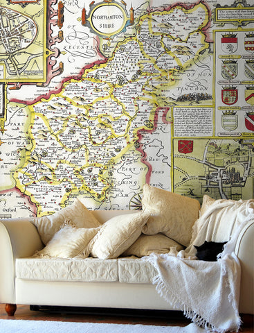Map Wallpaper - Vintage County Map - Northamptonshire