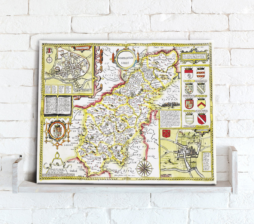 Map Canvas - Vintage County Map - Northamptonshire - Love Maps On...
