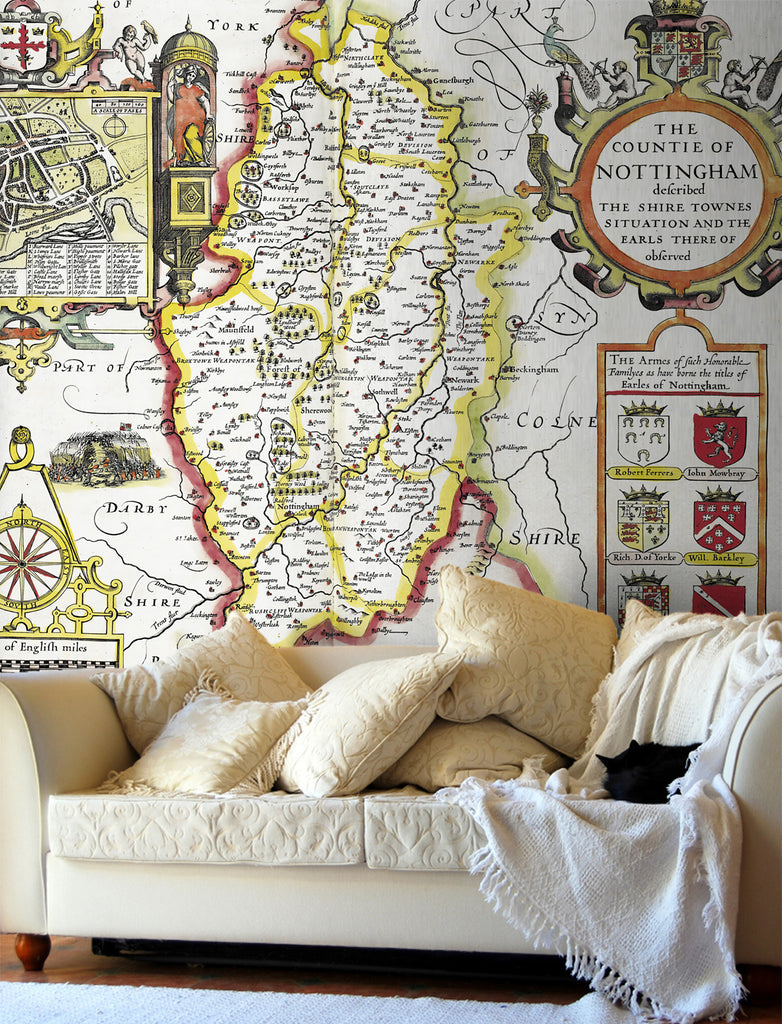 Map Wallpaper - Vintage County Map - Nottinghamshire - Love Maps On... - 1