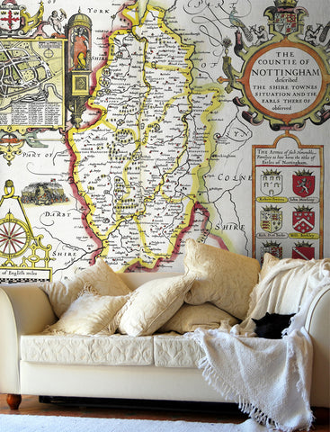 Map Wallpaper - Vintage County Map - Nottinghamshire