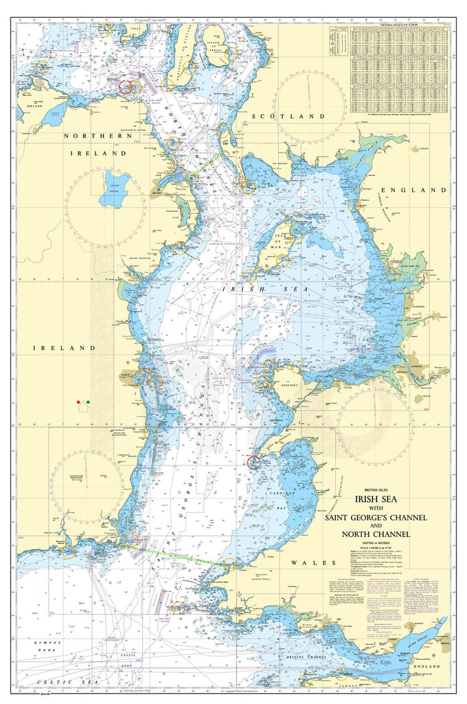 Nautical Chart - Admiralty Chart 1121 - Irish Sea with Saint George's Channel and North Channel