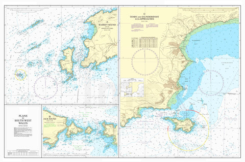 Nautical Chart - Admiralty Chart 1482 - Plans in South West Wales