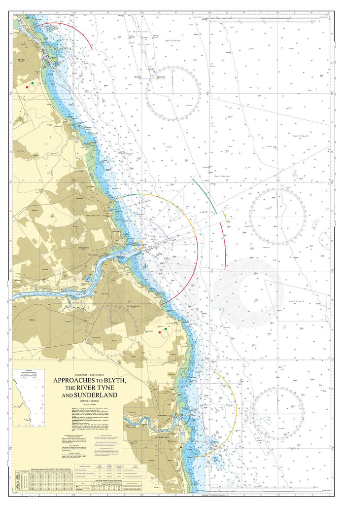 Nautical Chart - Admiralty Chart 1935 - Approaches to Blyth, the River Tyne and Sunderland