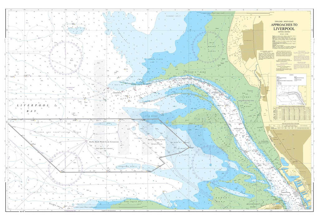 Nautical Chart - Admiralty Chart 1951 - Approaches to Liverpool