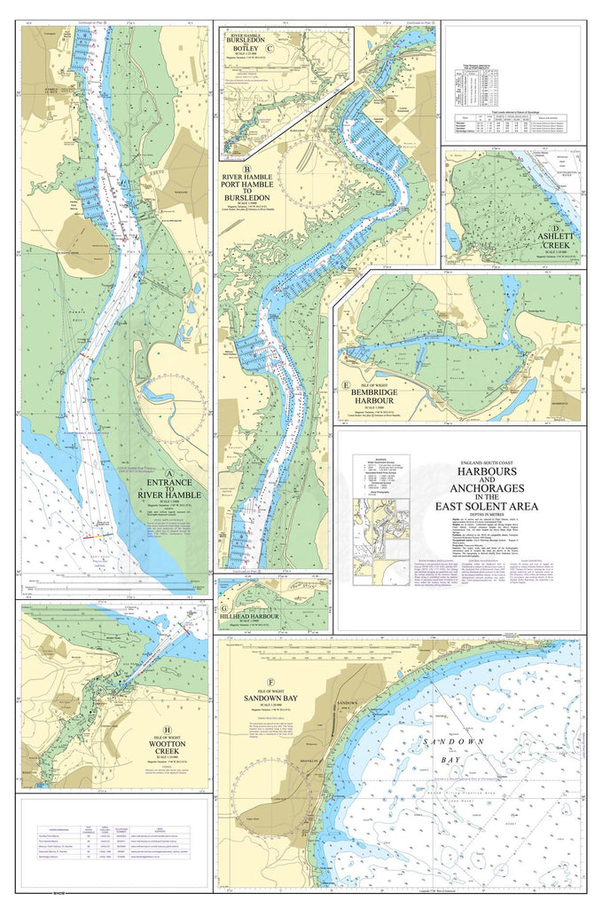 Nautical Chart - Admiralty Chart 2022 - Harbours and Anchorages in the East Solent Area
