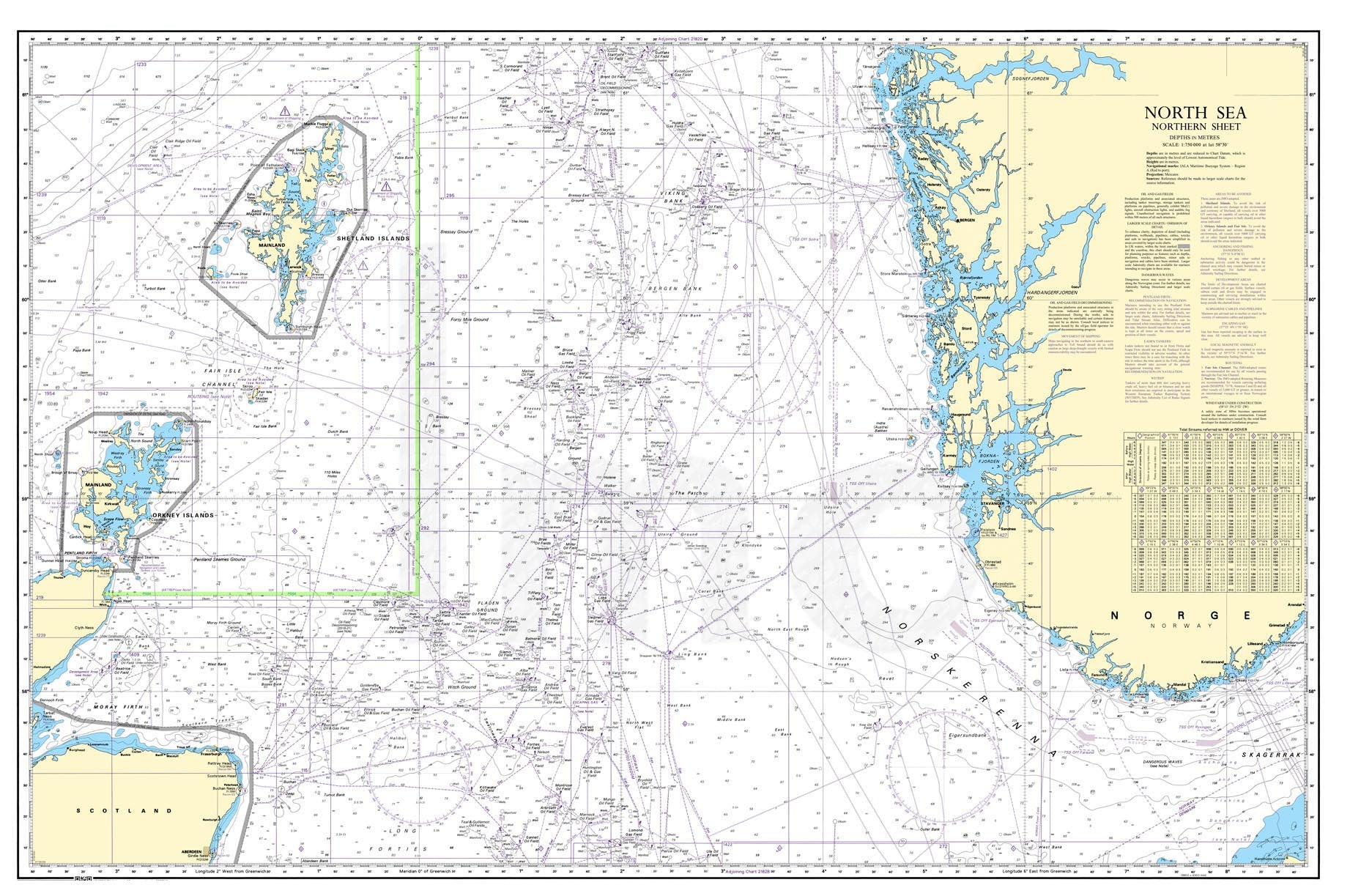 Chart 2182c Nautical Chart - Admiralty Chart 2182C - North Sea - Northern Sheet ...