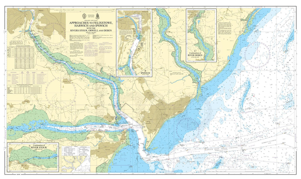 Nautical Chart - Admiralty Chart 2693 - Approaches to Felixstowe, Harwich and Ipswich with the Rivers Stour, Orwell and Deben