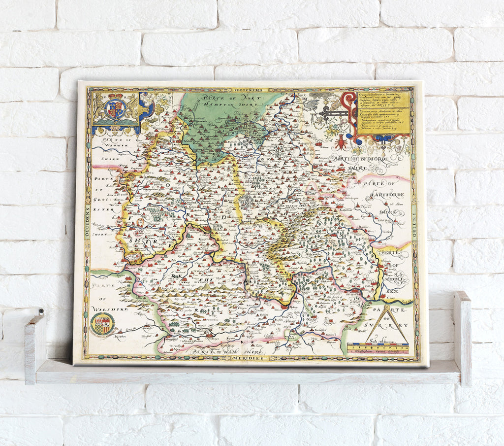 Map Canvas - Vintage County Map - Oxfordshire, Berkshire and Buckinghamshire - Love Maps On...