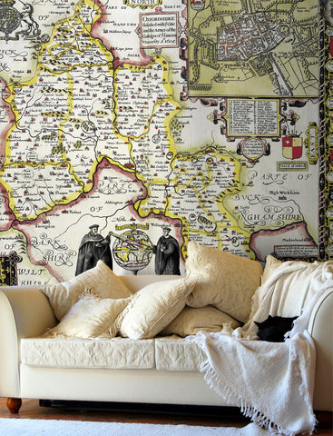 Map Wallpaper - Vintage County Map - Oxfordshire
