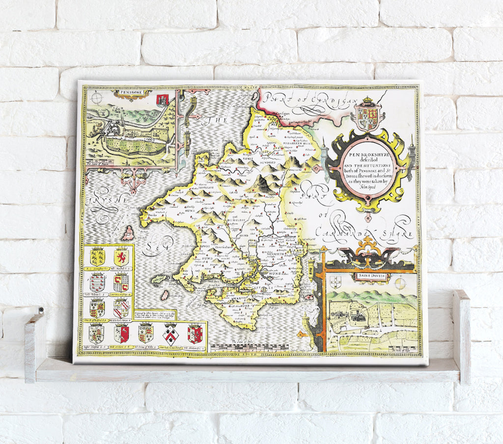Map Canvas - Vintage County Map - Pembrokshire - Love Maps On...