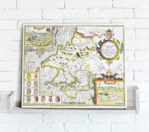 Map Canvas - Vintage County Map - Pembrokshire