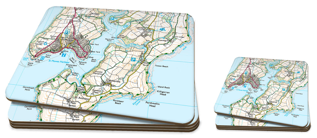 Map Placemat and Coaster Set - Personalised Ordnance Survey Explorer Map