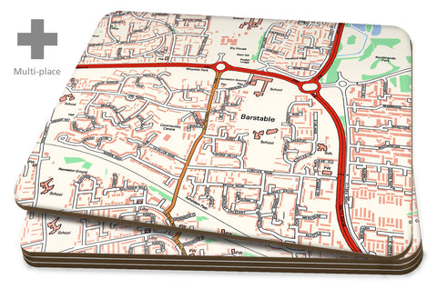 Map Placemats - 4 Multi Place Personalised Ordnance Survey Street Map