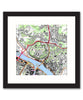 Framed Map - France 1:25,000 - postcode centred - Classic Style