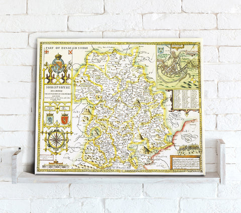 Map Canvas - Vintage County Map - Shropshire