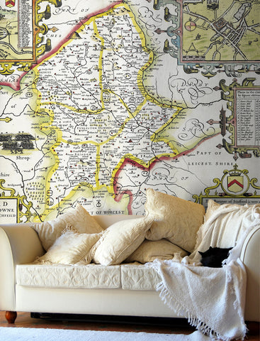 Map Wallpaper - Vintage County Map - Staffordshire