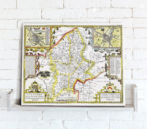 Map Canvas - Vintage County Map - Staffordshire