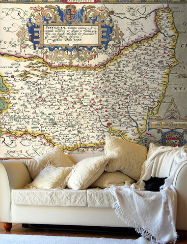Map Wallpaper - Vintage County Map - Suffolk