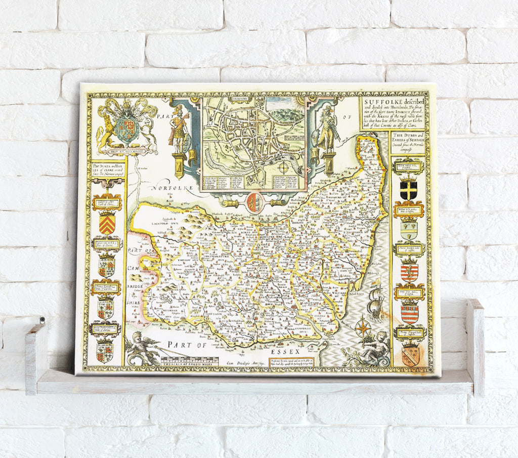 Map Canvas - Vintage County Map - Suffolk - Love Maps On...
