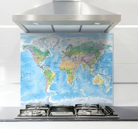 Glass Splashback - Ultimate World Map