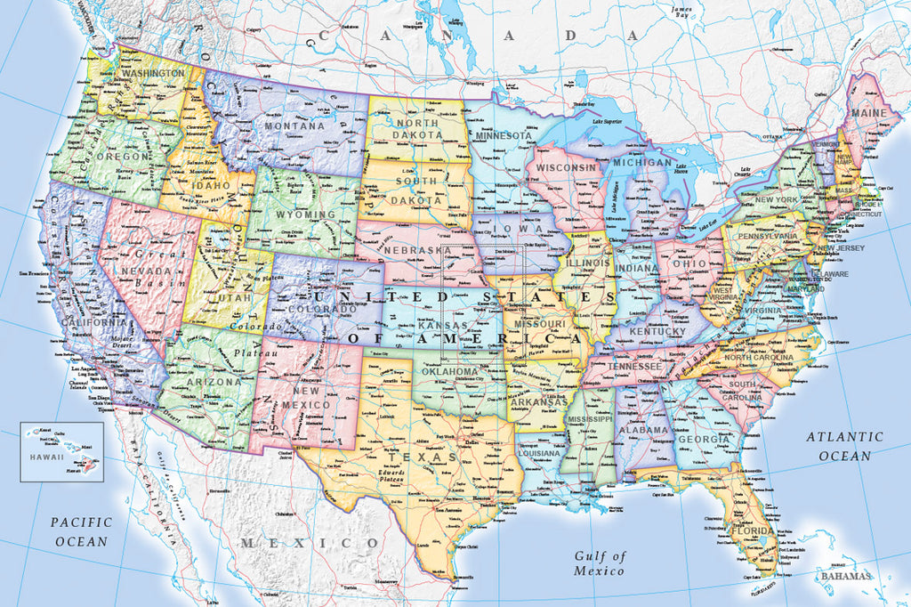 Map Wallpaper - USA Political Map from Love Maps On...