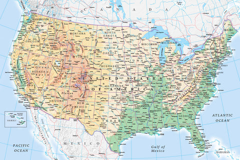 Map Wallpaper - USA Physical Map