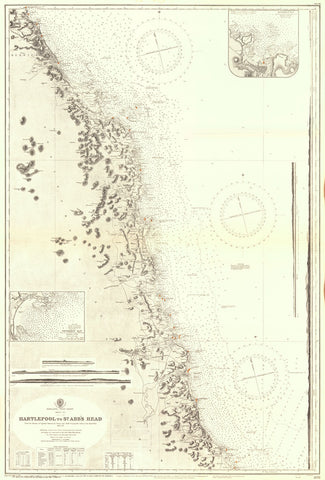 Vintage Nautical Chart - Admiralty Chart 1192 - Hartlepool to St. Abb's Head