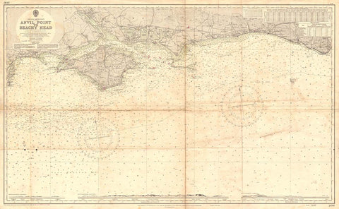 Vintage Nautical Chart - Admiralty Chart 2450, Anvil Point to Beachy Head