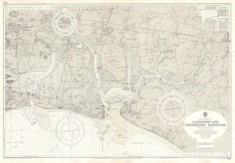 Vintage Nautical Chart - Admiralty Chart 3418 - Langstone and Chichester Harbours
