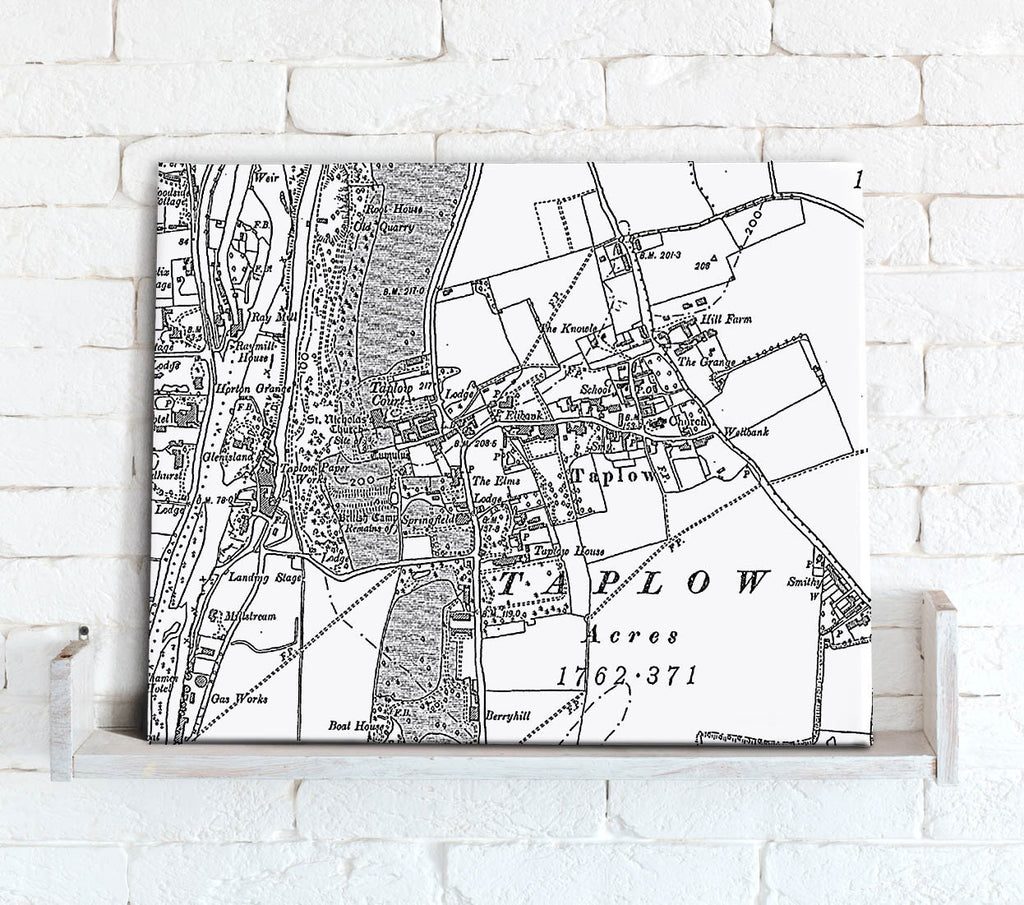 Map Canvas - Custom Vintage Ordnance Survey Map - Victorian Street Map (optional inscription) Canvas Print- Love Maps On...