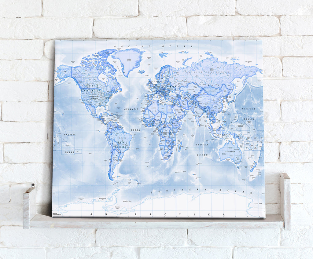 Map Canvas - Political World Map - Blue - Love Maps On...