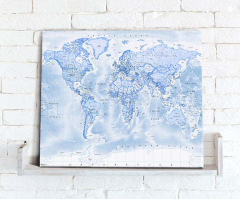 Map Canvas - Political World Map - Blue