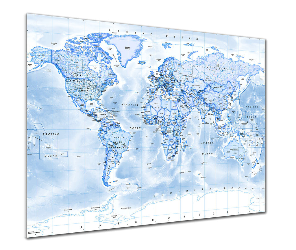 Map Poster - Political World Map - Blue - Love Maps On...