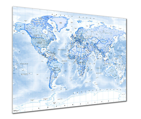 Map Poster - Political World Map - Blue