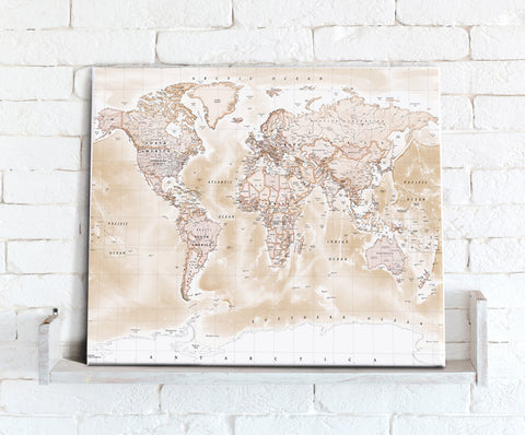 Map Canvas - Political World Map - Antique