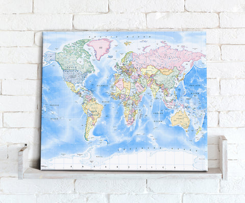 Map Canvas - Political World Map -  Traditional