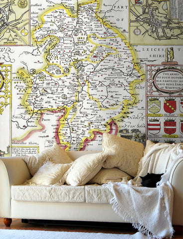 Map Wallpaper - Vintage County Map - Warwickshire
