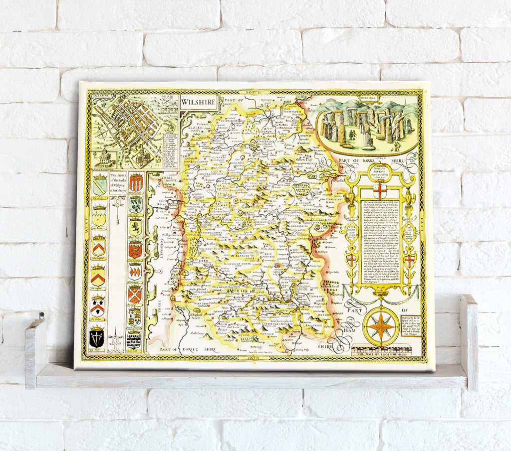 Map Canvas - Vintage County Map - Wiltshire - Love Maps On... - 1