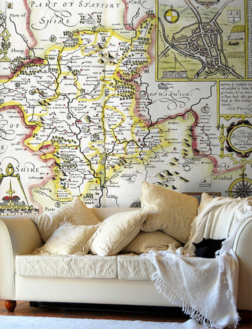 Map Wallpaper - Vintage County Map - Worcestershire