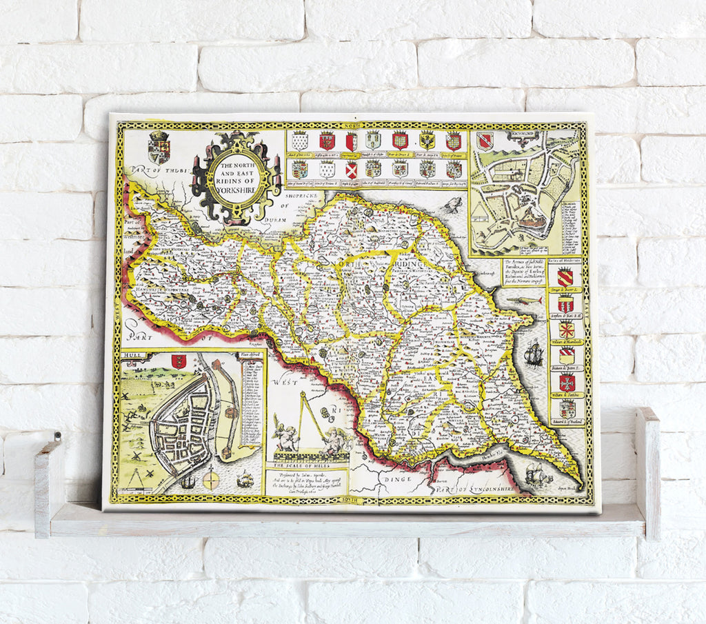 Map Canvas - Vintage County Map - Yorkshire, North and East Riding - Love Maps On...