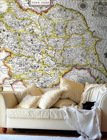 Map Wallpaper - Vintage County Map - Yorkshire