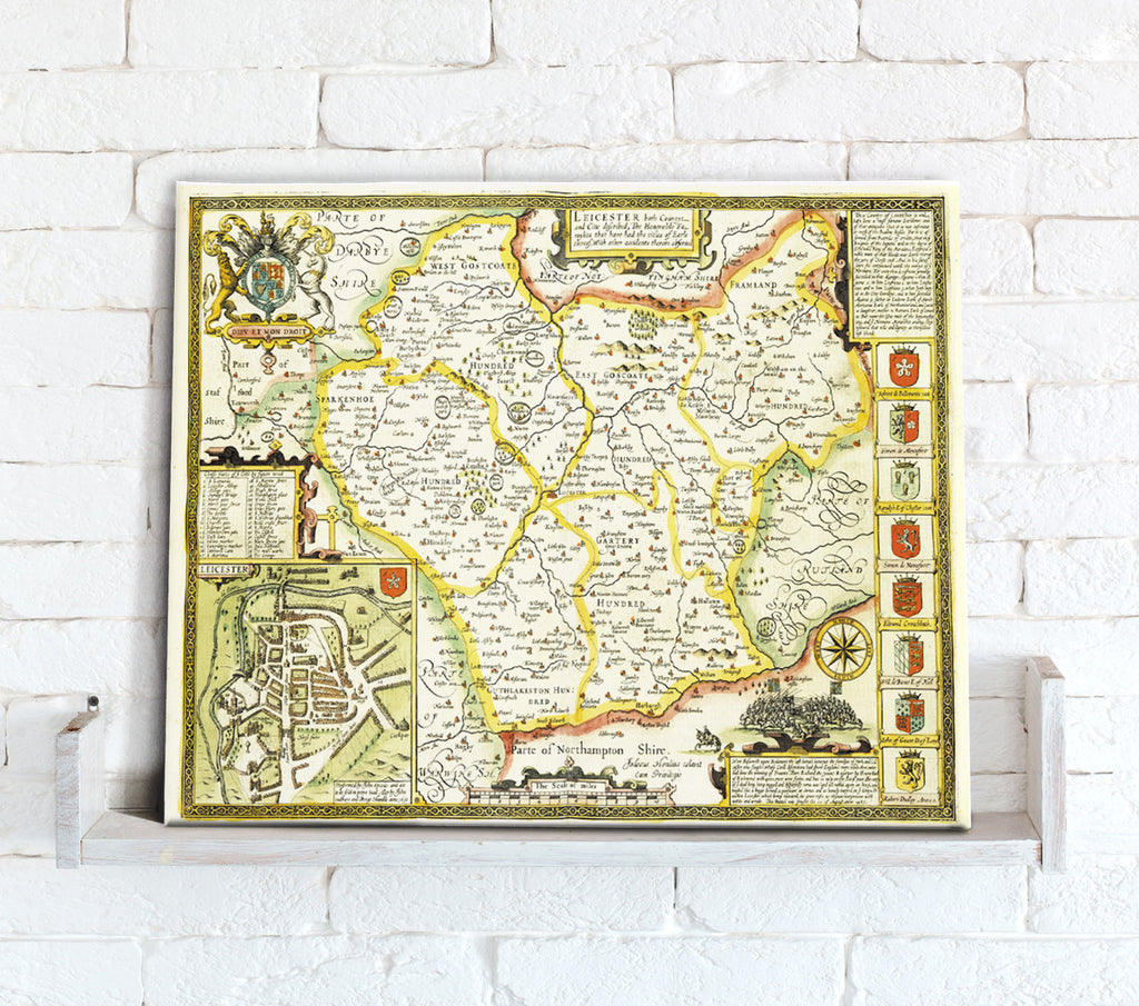 Map Canvas - Vintage County Map - Leicestershire - Love Maps On...