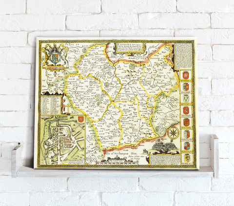 Map Canvas - Vintage County Map - Leicestershire