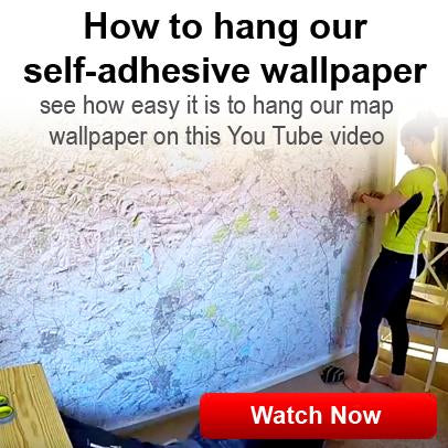 Hanging self adhesive map wallpaper